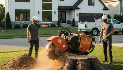 Professional stump removal service in Phoenix AZ clearing tree roots from rocky desert soil