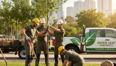 Arborists planting desert trees in Phoenix, AZ for professional tree planting service