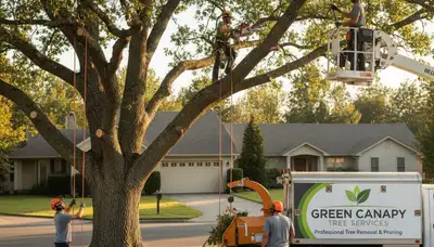 Arborist pruning mesquite tree in Phoenix, AZ for Chop Chop Tree professional tree service