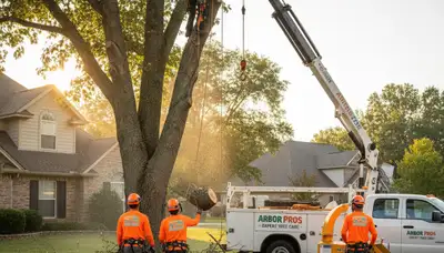 Professional tree removal service in Phoenix, AZ safely cutting and hauling away large trees