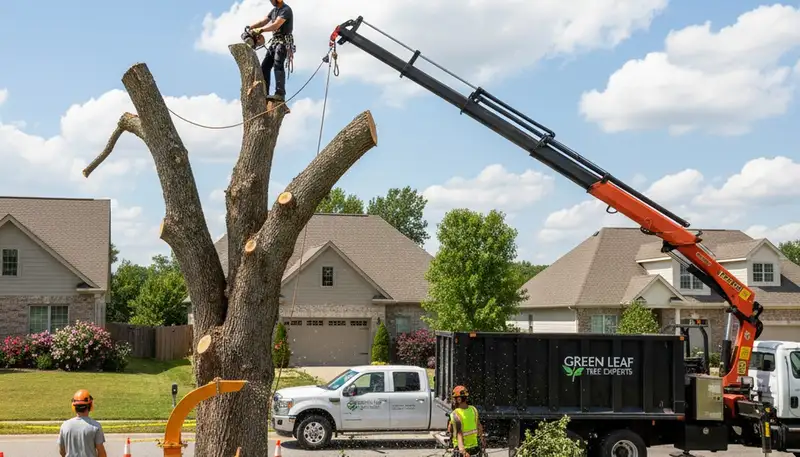 Professional tree removal service in Phoenix AZ safely cutting storm-damaged desert tree