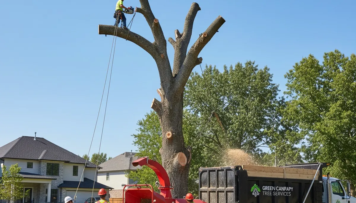 Arborist performing tree removal in Phoenix AZ for storm-damaged desert trees