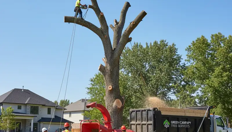 Arborist performing tree removal in Phoenix AZ for storm-damaged desert trees