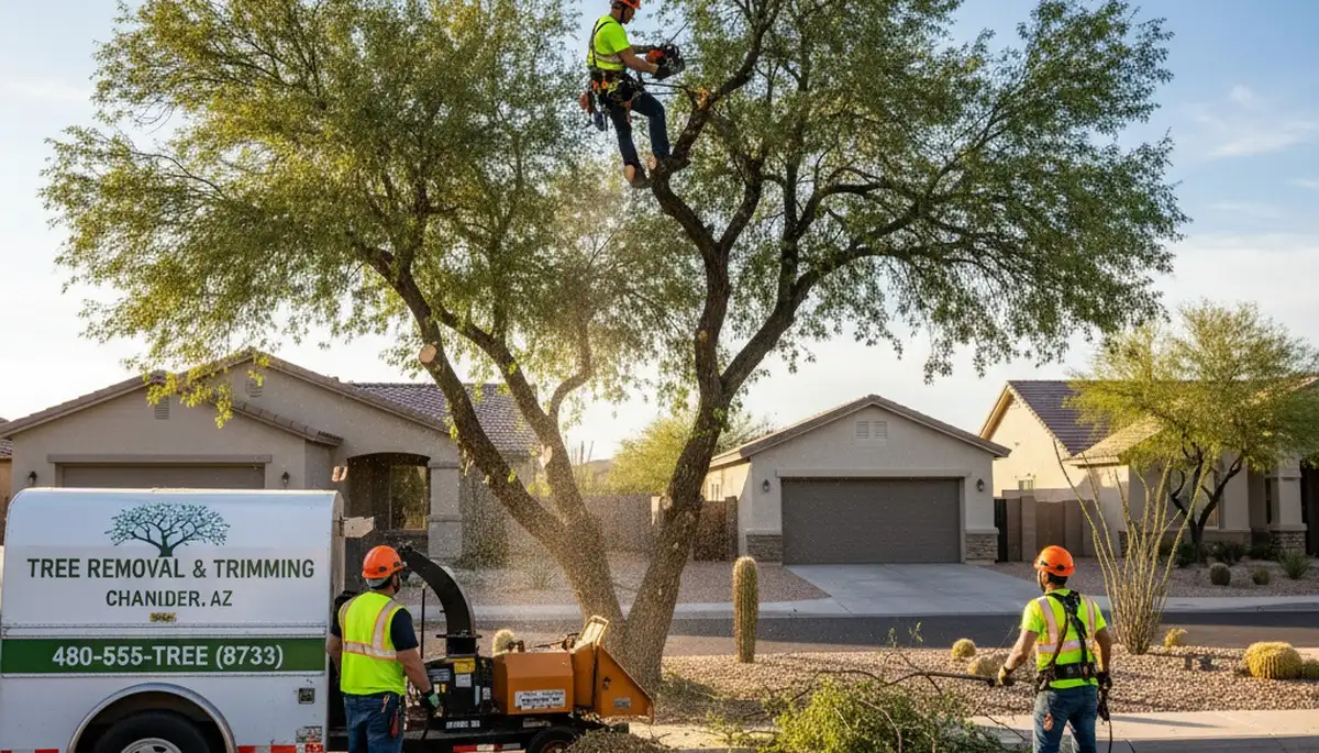 Professional tree removal service in Phoenix AZ safely cutting and clearing residential trees