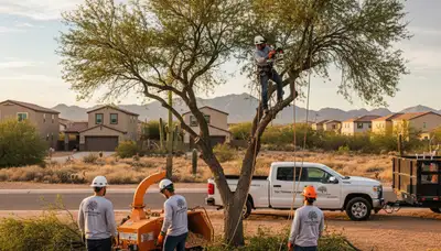 Professional tree removal service in Phoenix AZ safely clearing large tree branches