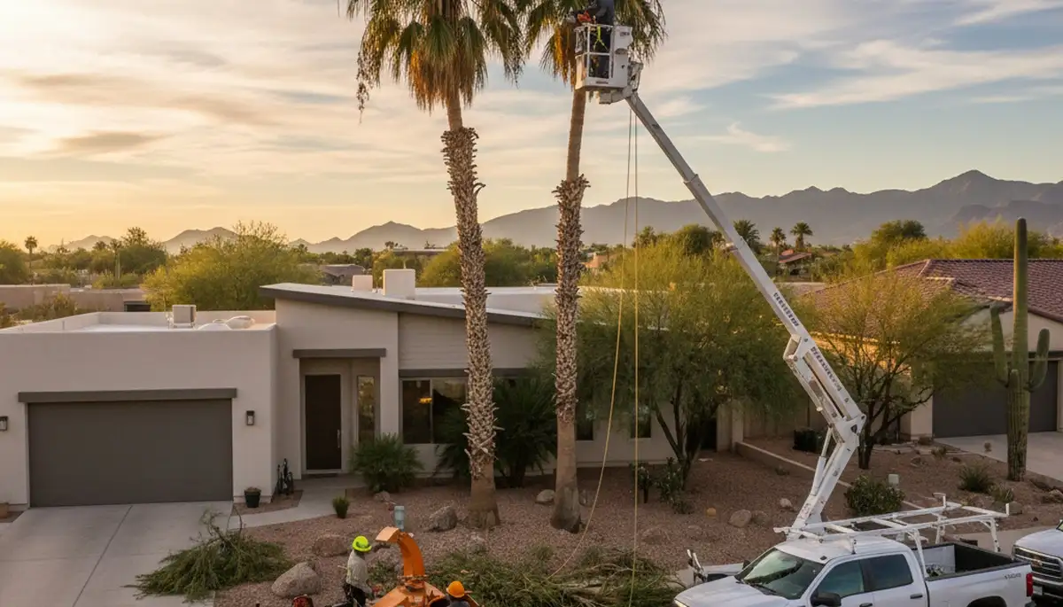 Professional tree removal service in Phoenix AZ safely cutting and clearing residential trees
