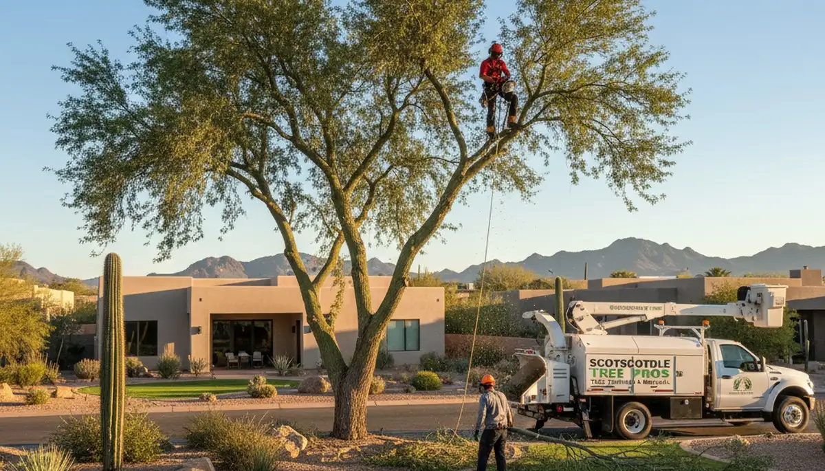 Professional tree removal service in Phoenix AZ safely cutting large trees for local property owners
