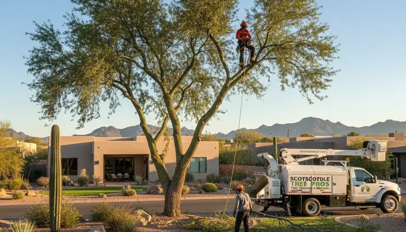 Professional tree removal service in Phoenix AZ safely cutting large trees for local property owners