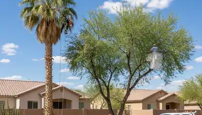 Professional tree removal service in Phoenix AZ safely cutting large tree branches