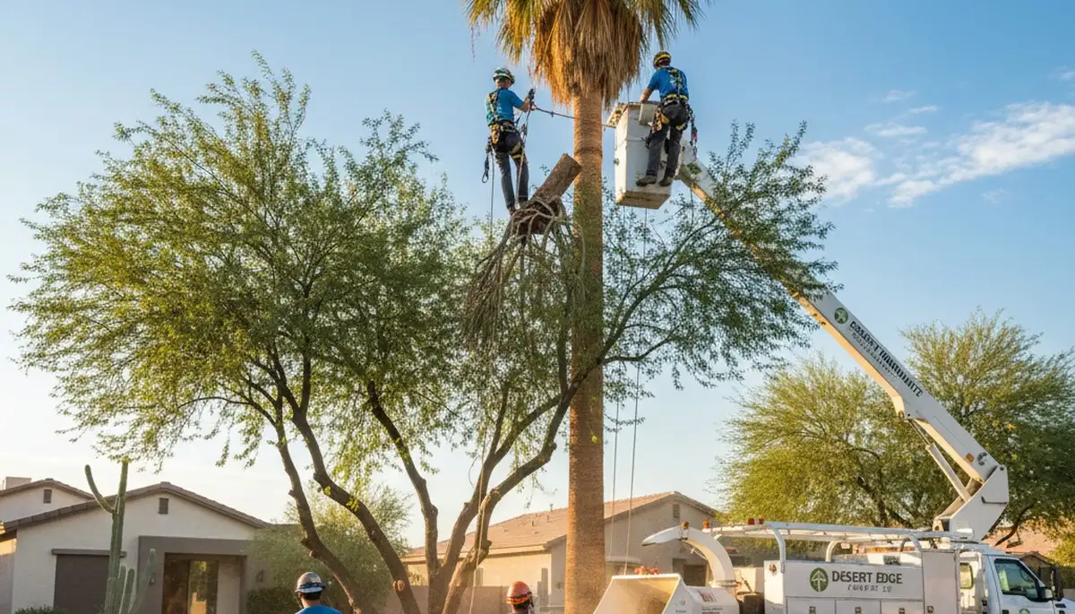Professional tree removal service in Phoenix AZ safely cutting and clearing large trees