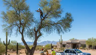 Professional tree removal service in Phoenix AZ safely cutting and clearing large trees
