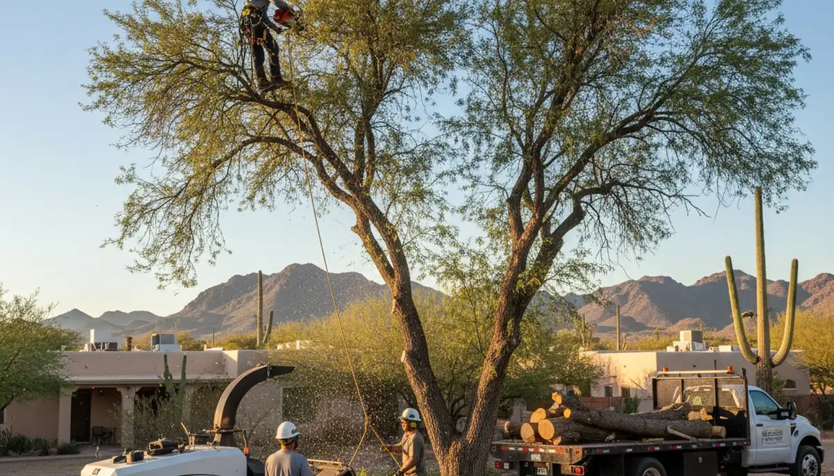 Professional tree removal service in Phoenix AZ safely cutting and clearing residential trees
